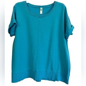 GreenTea Turquoise Cuffed Short Sleeve Tee Size XL
